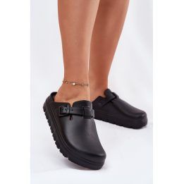 Guminiai juodi klumpės su dirželiu laisvalaikiui STEP IN STYLE
