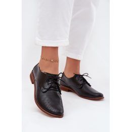 Odiniai juodi moteriški pusbačiai suvarstomi kasdienai Step in Style