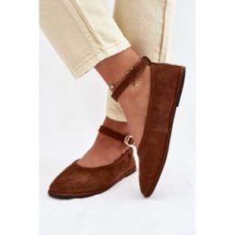Zomšinės moteriškos balerinos Step In Style – ruda