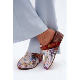Moteriškos odinės šlepetės su koturnu Maciejka K7409-15, multicolor