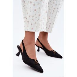 Juodi aukštakulniai bateliai su smailėjančia nosimi Step in style