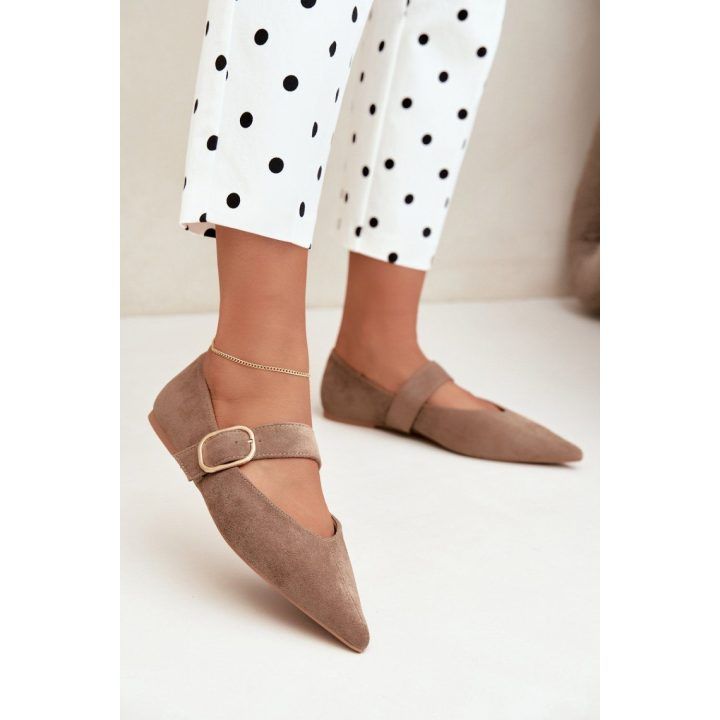 Smėlio spalvos balerinos su sagtimi Step in style