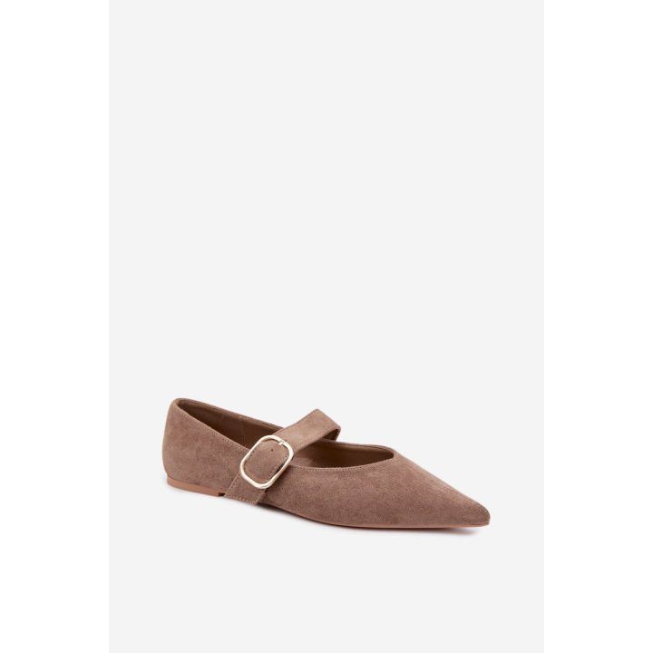 Smėlio spalvos balerinos su sagtimi Step in style