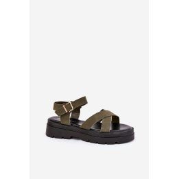 Moteriškos basutės su platforma, alyvuogių spalvos