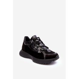 Moteriški odiniai lakuoti sportiniai bateliai M01/2 Zazoo Black