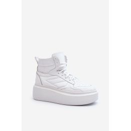 Zazoo 3392/X Moterų odiniai platforminiai sportiniai bateliai White