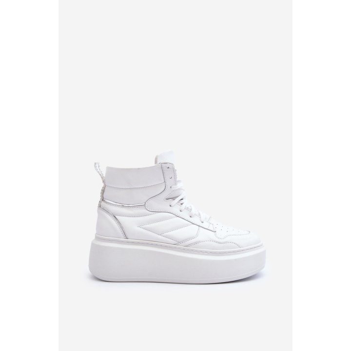 Zazoo 3392/X Moterų odiniai platforminiai sportiniai bateliai White