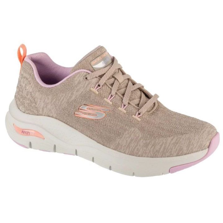 Moteriški sportiniai bateliai Skechers Arch Fit Comfy Wave, smėlio spalvos