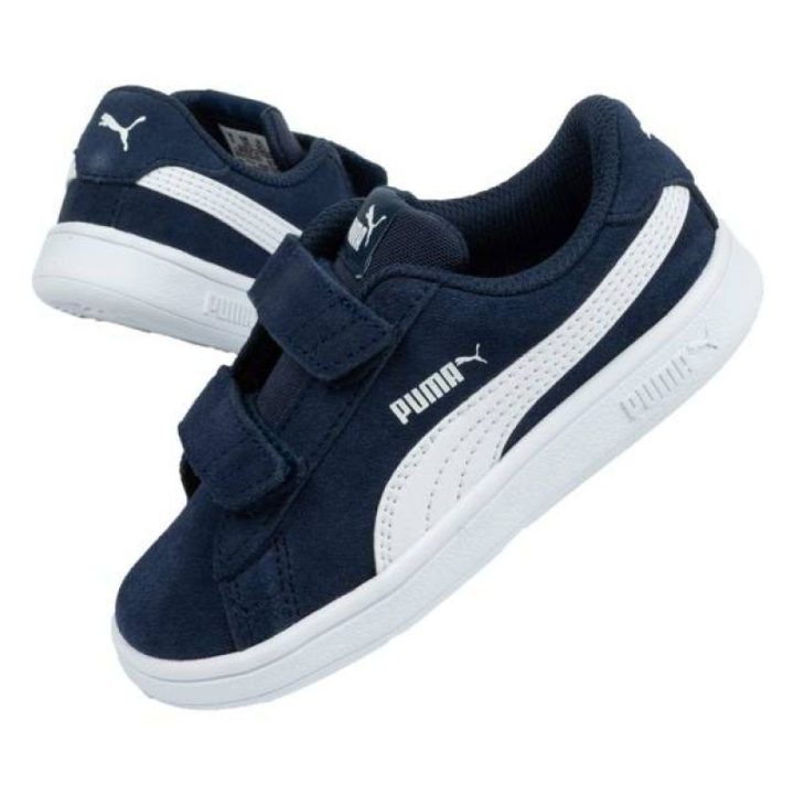 Vaikiški zomšiniai sportbačiai Puma Smash v2, tamsiai mėlyni