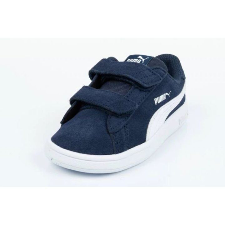 Vaikiški zomšiniai sportbačiai Puma Smash v2, tamsiai mėlyni