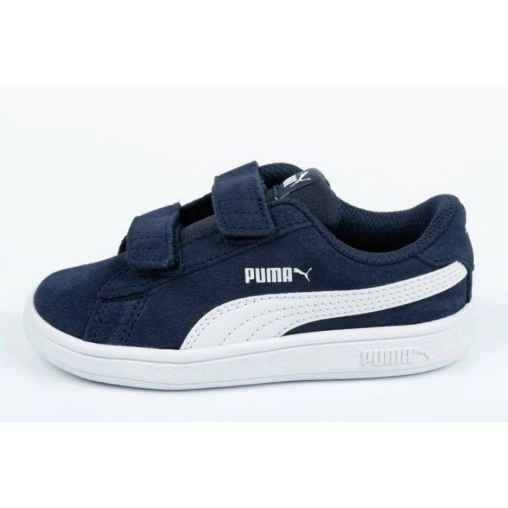 Vaikiški zomšiniai sportbačiai Puma Smash v2, tamsiai mėlyni