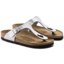 Moteriškos šlepetės per pirštą Birkenstock Gizeh, sidabro