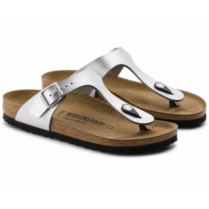 Moteriškos šlepetės per pirštą Birkenstock Gizeh, sidabro