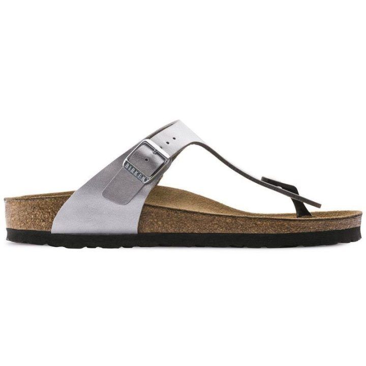Moteriškos šlepetės per pirštą Birkenstock Gizeh, sidabro
