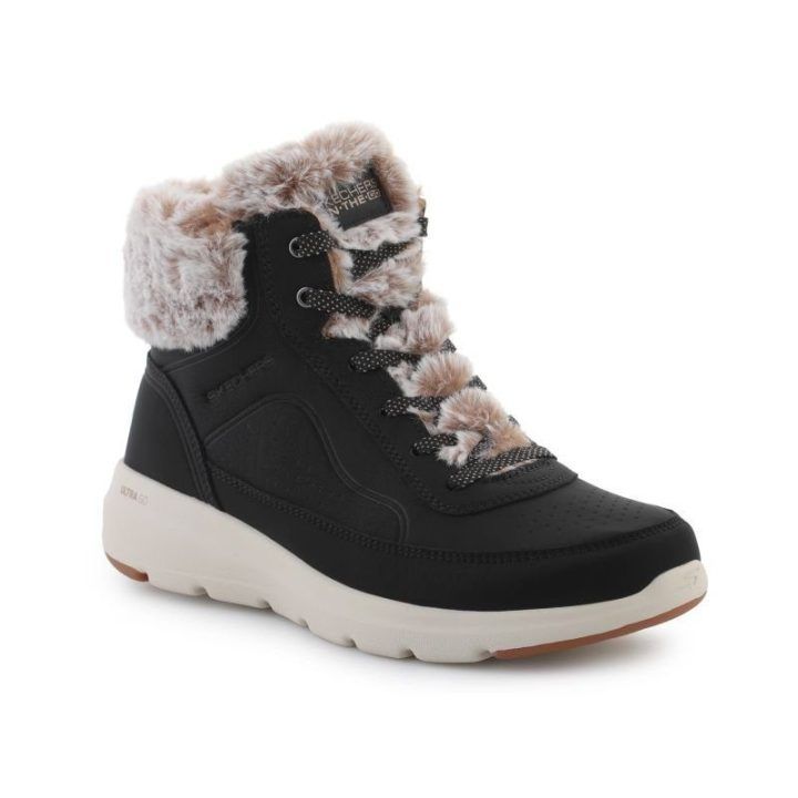 Moteriški pašiltinti žieminiai batai Skechers Glacial Ultra, juodi