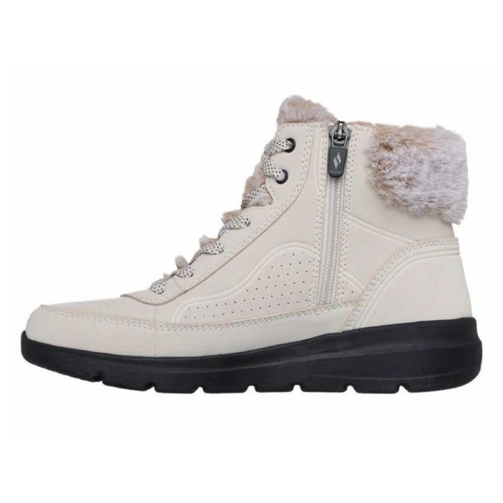 Moteriški žieminiai aulinukai Skechers Glacial Ultra, natūralių ir juodų spalvų
