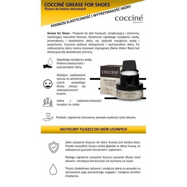 Batų tepalas lygiai odai Coccine, 50 ml, juodas