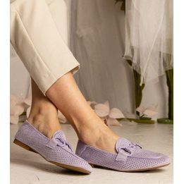 Moteriški ažūriniai mokasinai, violetiniai