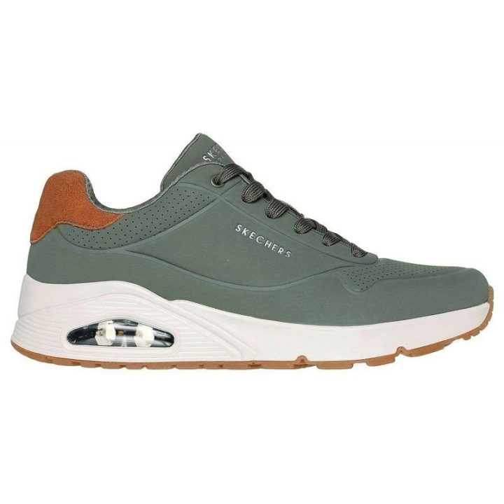 Vyriški suvarstomi sportbačiai Skechers Uno - Suited On Air, alyvuogių