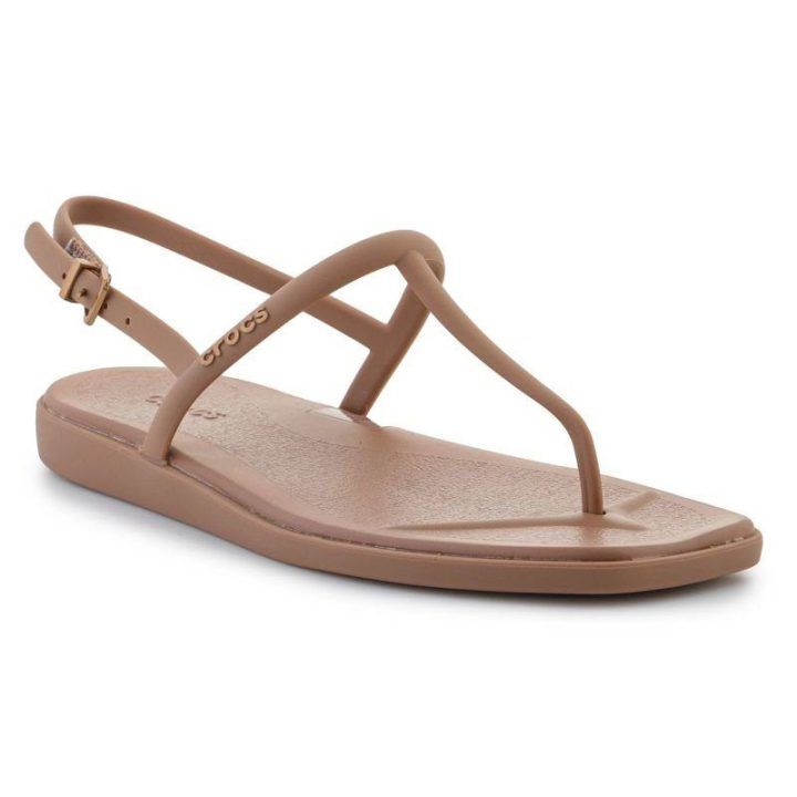 Moteriškos šlepetės per pirštą Crocs Miami, pieno šokolado