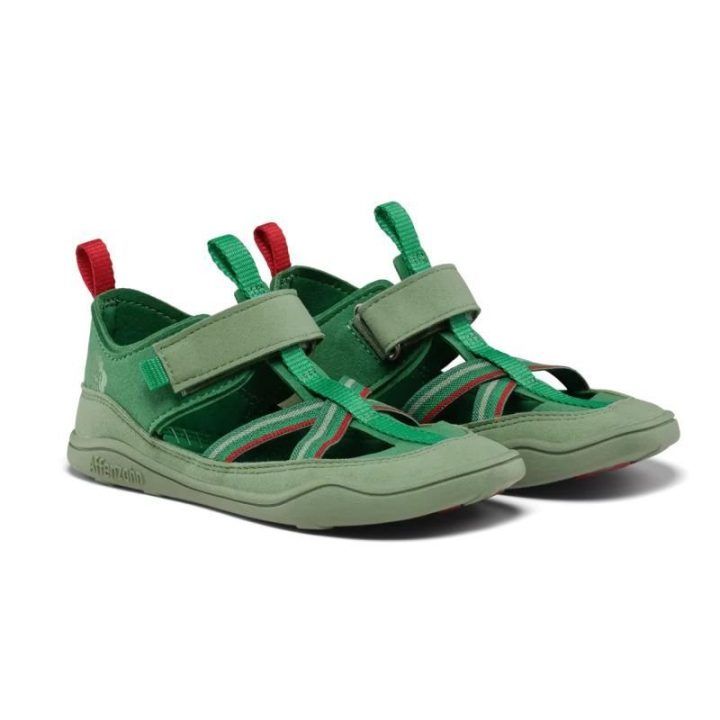 Vaikiškos barefoot tipo basutės su lipukais Affenzahn Breezy Frog