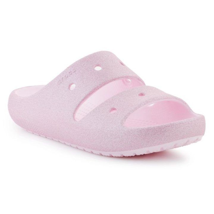 Vaikiškos šlepetės su dirželiais Crocs Classic Glitter, rožinės