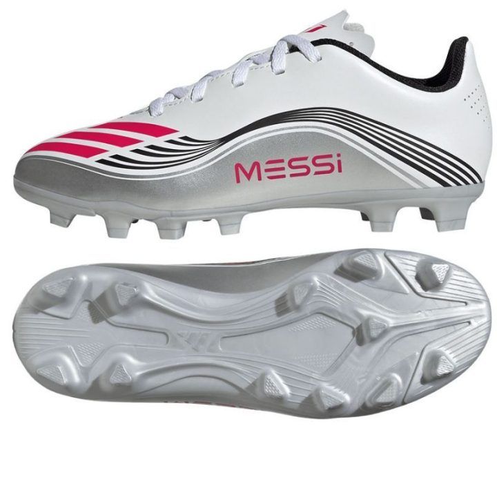 Vaikiški futbolo bateliai adidas F50 Messi Club, balti