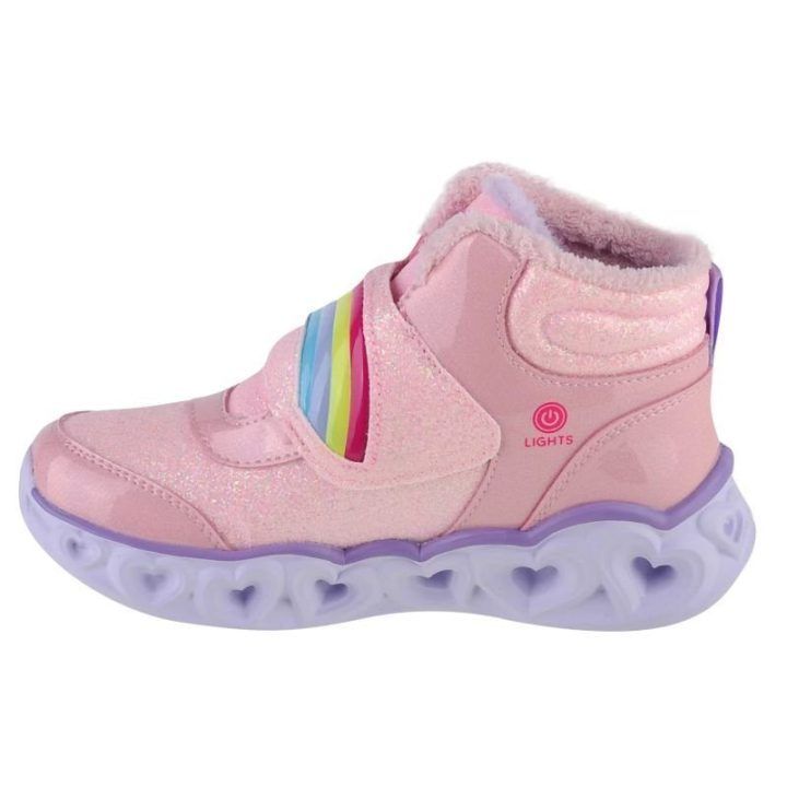 Žieminiai batai mergaitėms su lipukais Skechers, rožiniai