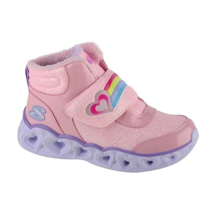 Žieminiai batai mergaitėms su lipukais Skechers, rožiniai
