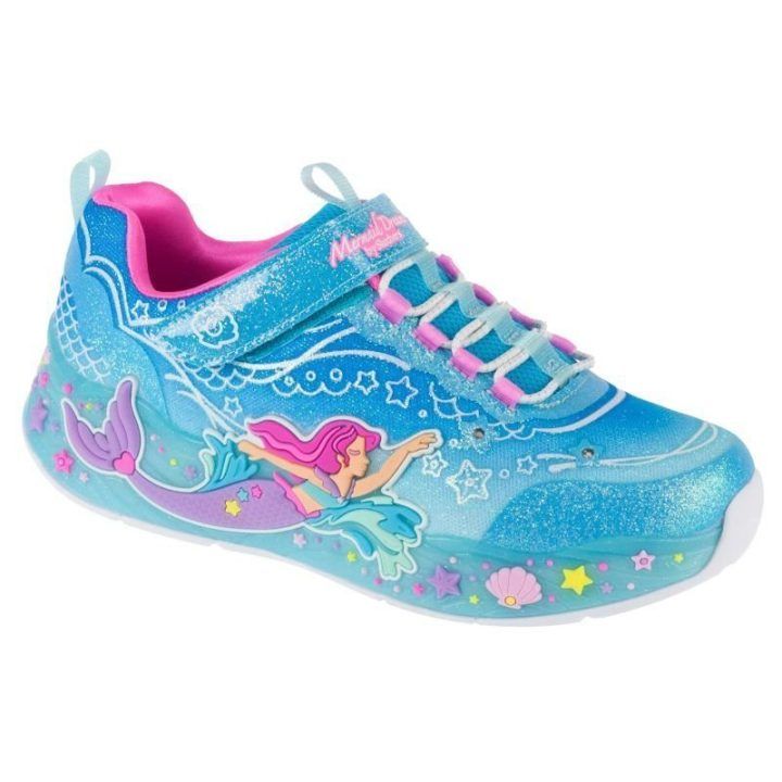 Sportbačiai mergaitėms su lipuku Skechers Mermaid Dreams, mėlyni