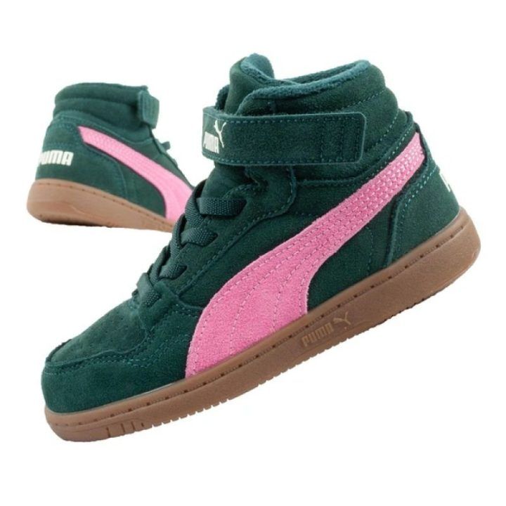Žieminiai sportbačiai mergaitėms Puma Reb-L Mid, žali ir rožiniai