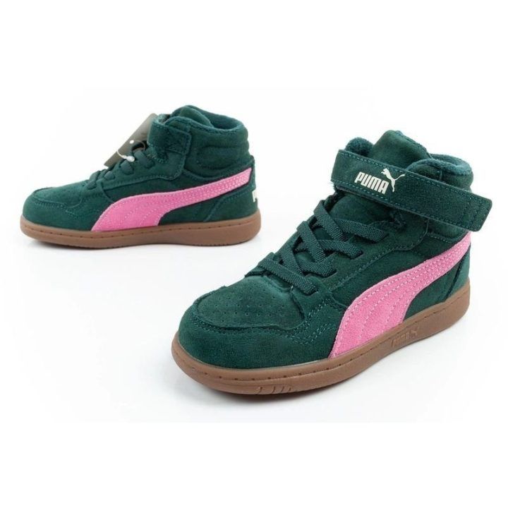 Žieminiai sportbačiai mergaitėms Puma Reb-L Mid, žali ir rožiniai