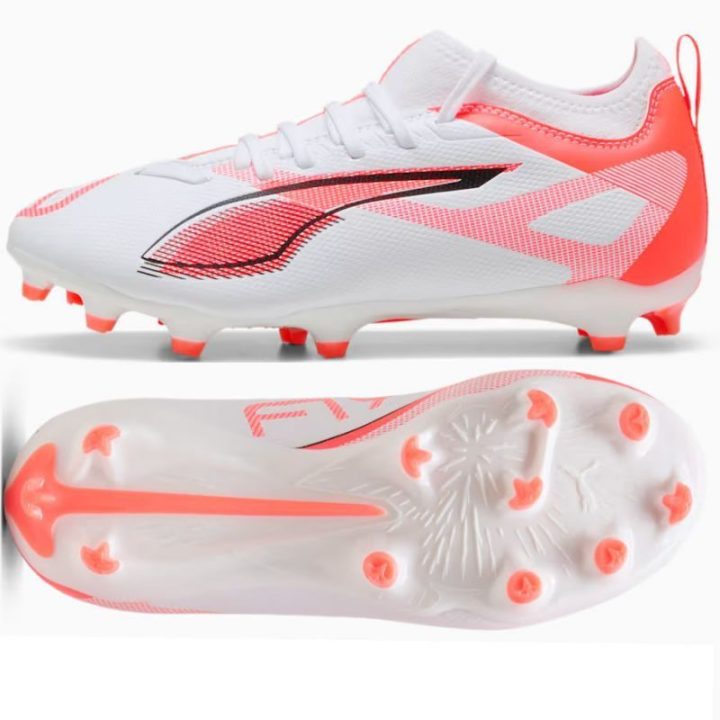Vaikiški futbolo bateliai Puma Ultra 5 Match FG/MG, balti