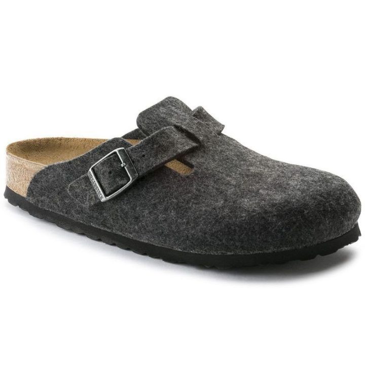Uniseks vilnonio veltinio šlepetės Birkenstock Boston, antracito