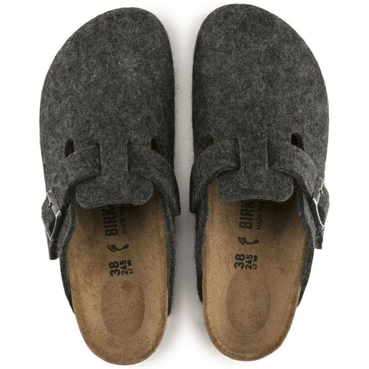 Uniseks vilnonio veltinio šlepetės Birkenstock Boston, antracito