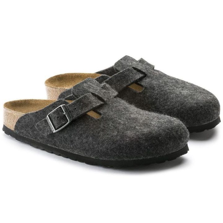 Uniseks vilnonio veltinio šlepetės Birkenstock Boston, antracito