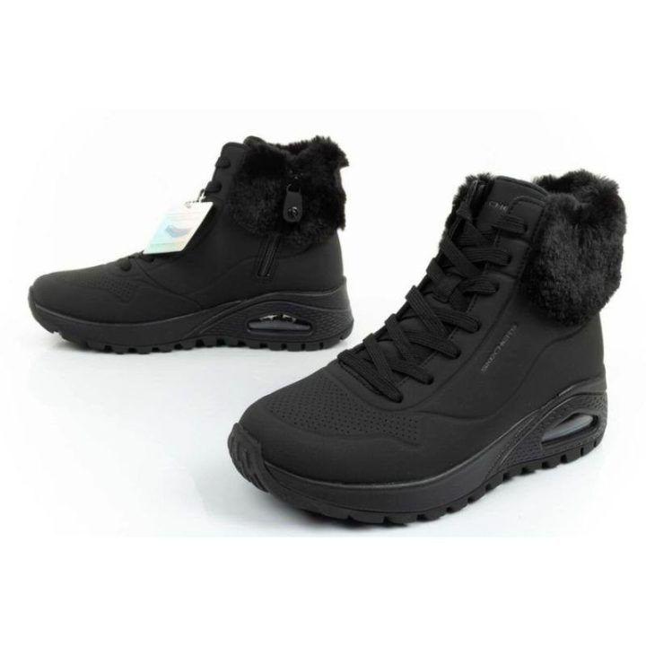 Moteriški sportbačiai su užtrauktuku Skechers Uno Rugged, juodi