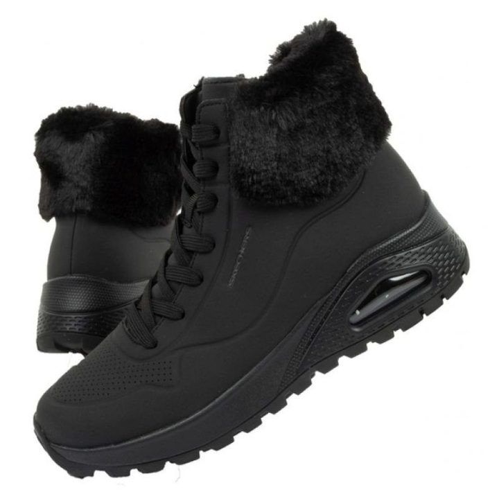 Moteriški sportbačiai su užtrauktuku Skechers Uno Rugged, juodi