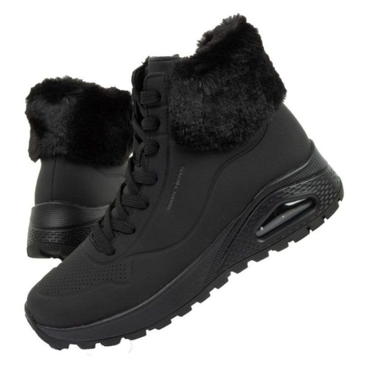 Moteriški sportbačiai su užtrauktuku Skechers Uno Rugged, juodi