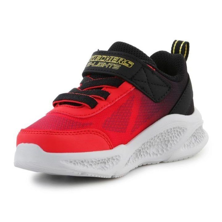Vaikiški sportbačiai su LED Skechers S-Lights, raudoni ir juodi