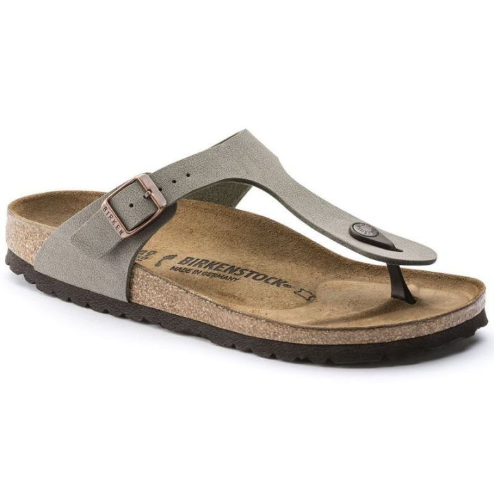 Moteriškos šlepetės per pirštą Birkenstock Gizeh, pilkai smėlio