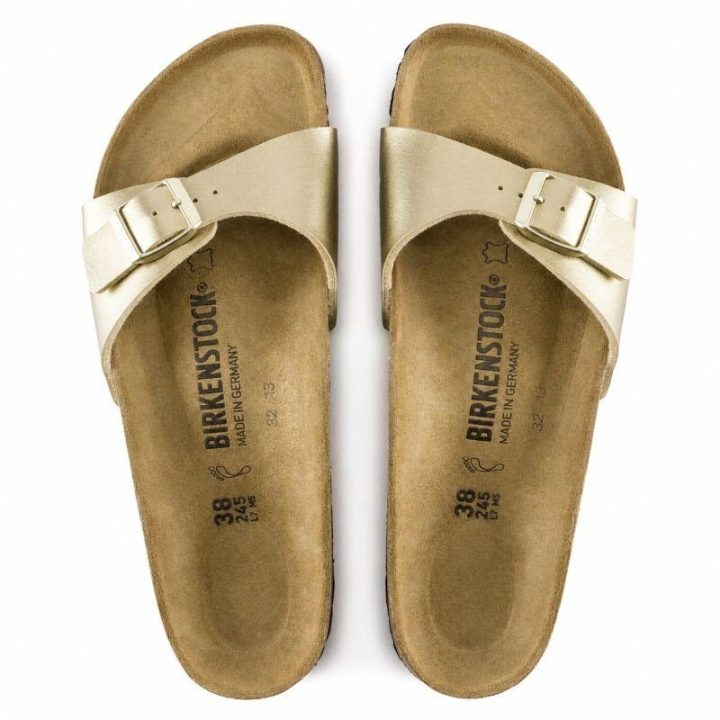 Moteriškos šlepetės su dirželiu Birkenstock Madrid, aukso