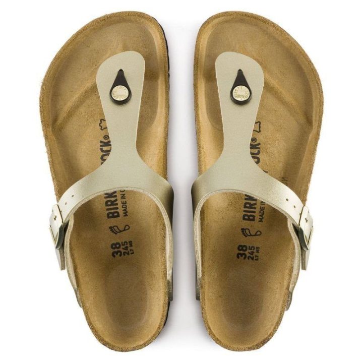 Moteriškos šlepetės per pirštą Birkenstock Gizeh, aukso