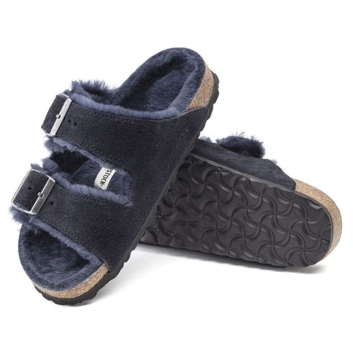 Moteriškos siauro pločio šlepetės Birkenstock Arizona, tamsiai mėlynos