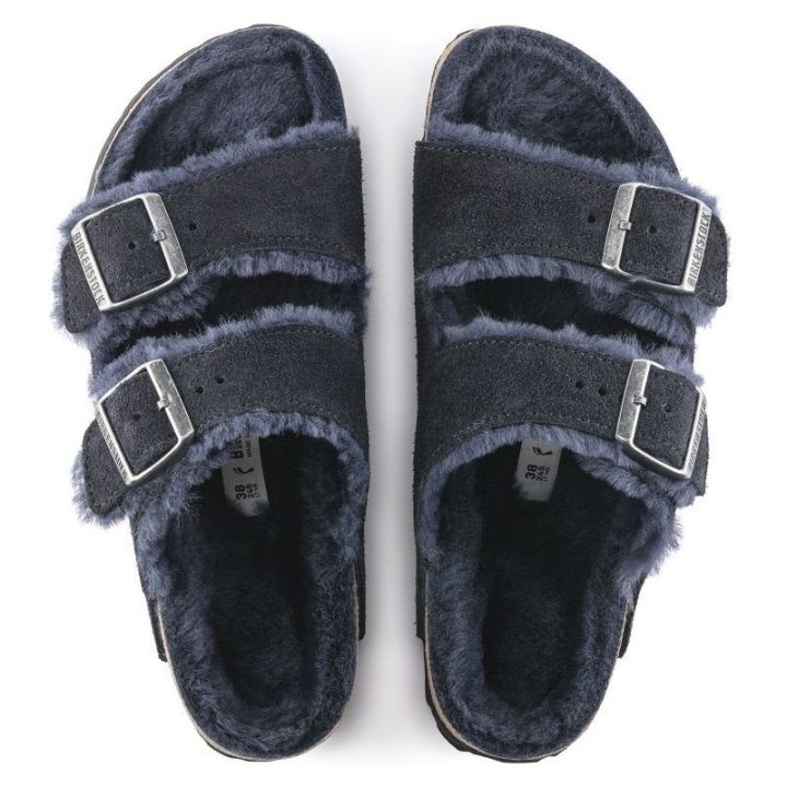 Moteriškos siauro pločio šlepetės Birkenstock Arizona, tamsiai mėlynos