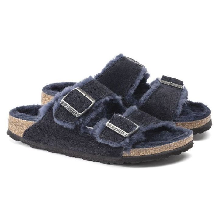 Moteriškos siauro pločio šlepetės Birkenstock Arizona, tamsiai mėlynos