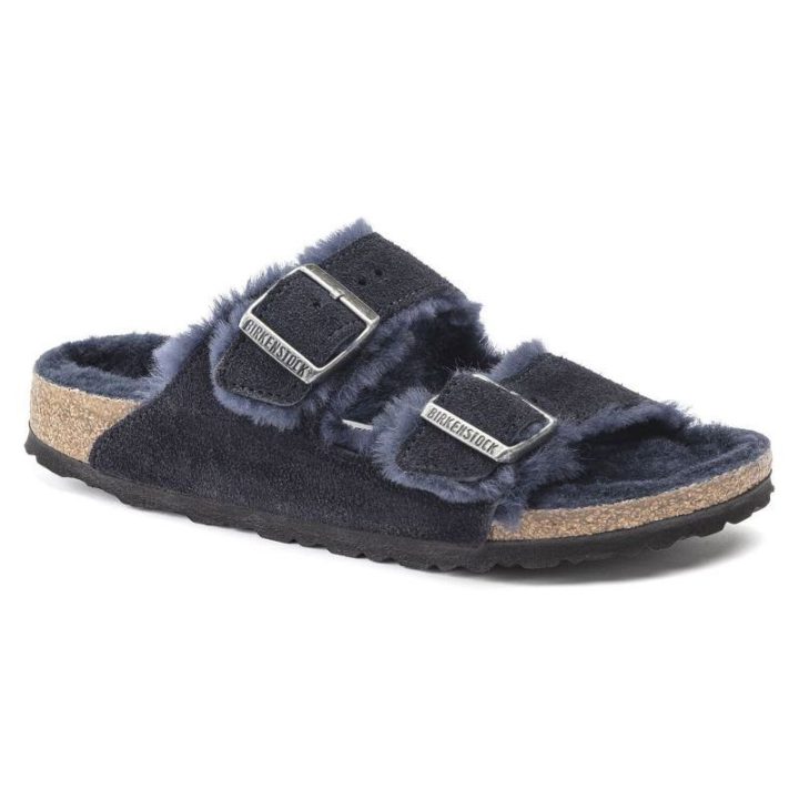Moteriškos siauro pločio šlepetės Birkenstock Arizona, tamsiai mėlynos