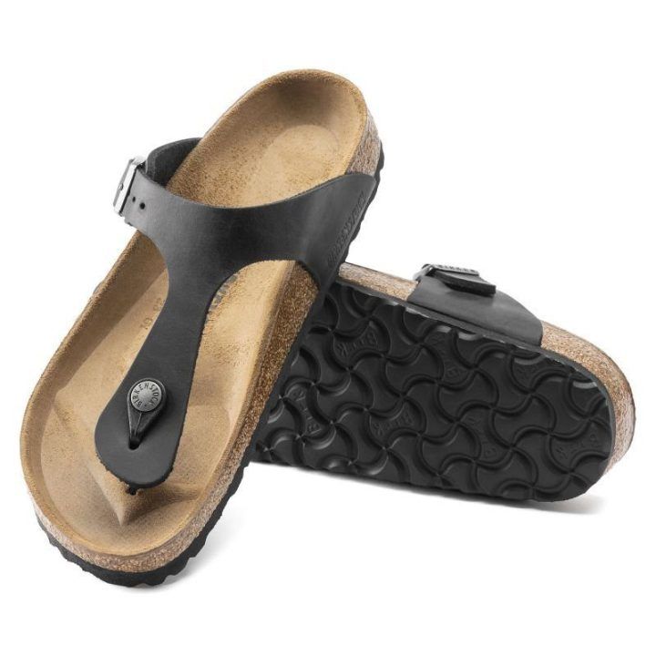 Uniseks odinės šlepetės per pirštą Birkenstock Gizeh NU, juodos