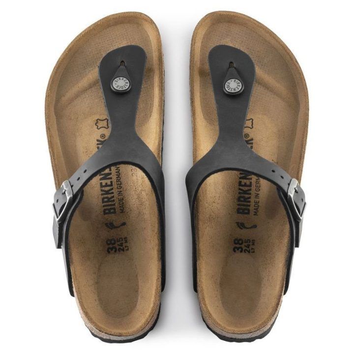 Uniseks odinės šlepetės per pirštą Birkenstock Gizeh NU, juodos