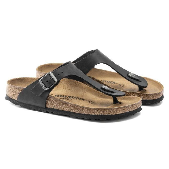 Uniseks odinės šlepetės per pirštą Birkenstock Gizeh NU, juodos